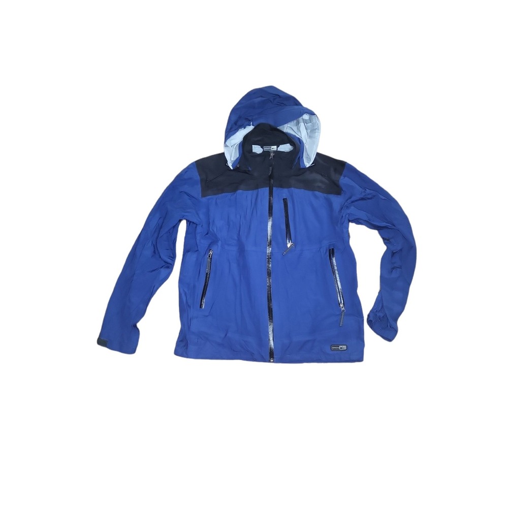 REI E1 Elements Hooded Full Zip Blue Windbreaker Jacket Men Size Large Outerwear